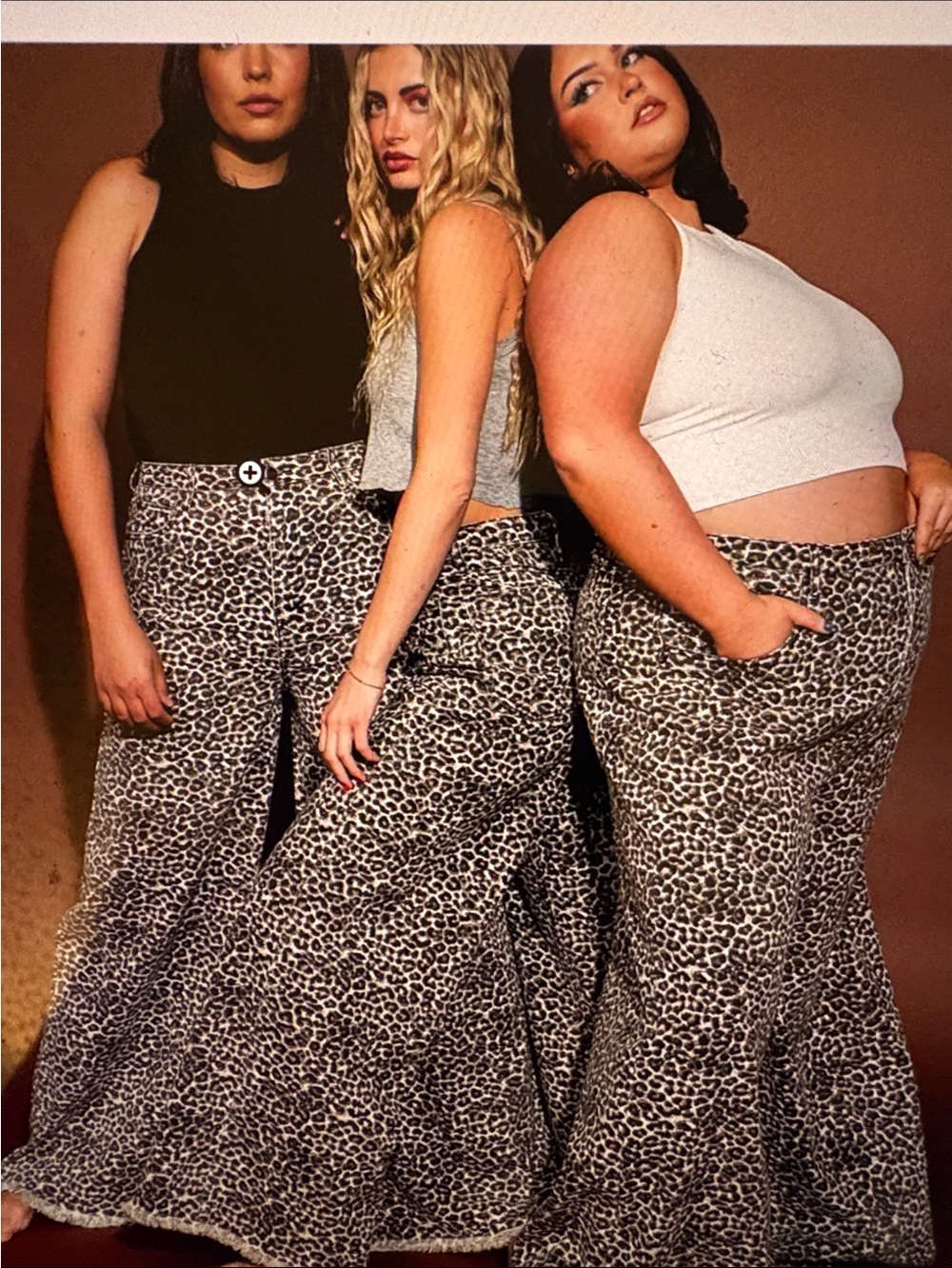 Dressed in LALA Leopard Print Flare Jeans - Black & Cream Pattern 3xl